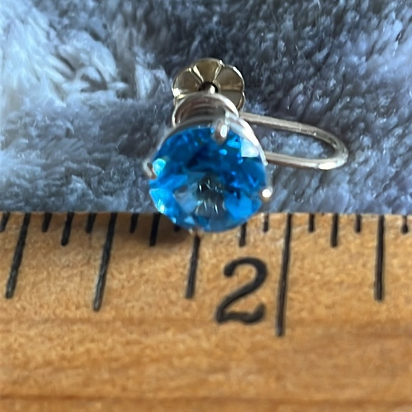 Vintage 14k Blue Topaz Earrings 6cts - Picture 3 of 5